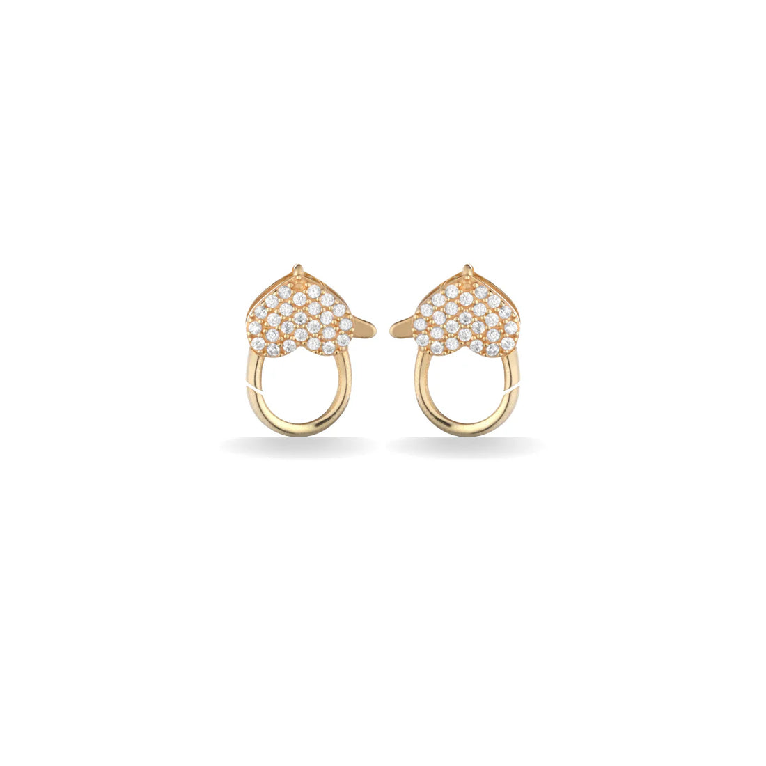 Orecchini Donna Laura P. Argento Dorato 925 Chiusura Cuore Zirconi Bianchi OR0238GB
