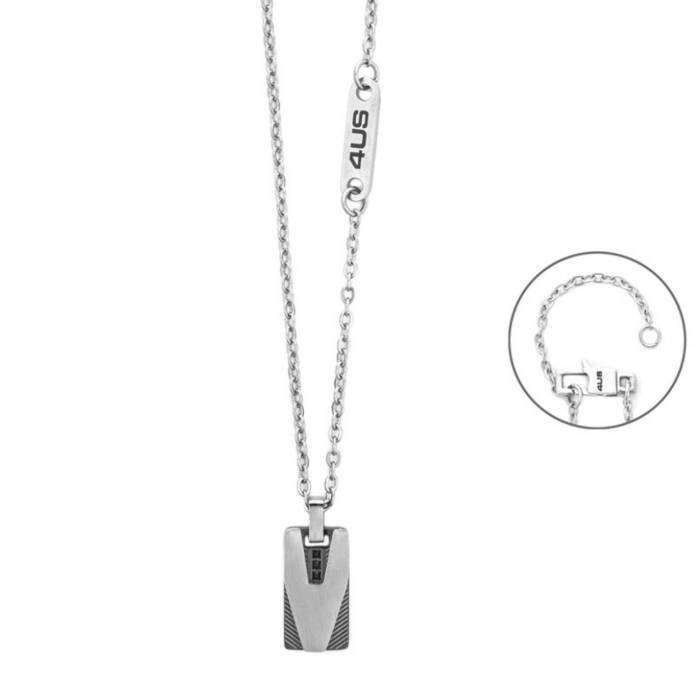Collana Uomo 4US Cesare Paciotti Acciaio Pvd Gun Zirconi Neri 4UCL8593