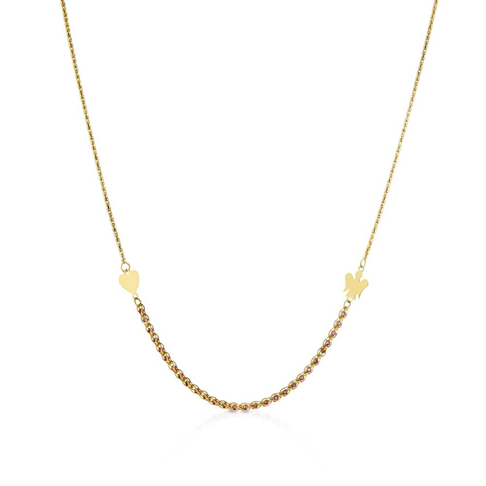 Collana Bimba Oro 9 KT Angelo Cuore Girocollo NKT304