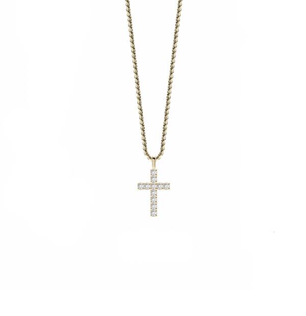 Collana Uomo Liu Jo Acciaio Gold Croce Zirconi Bianchi MLJ657