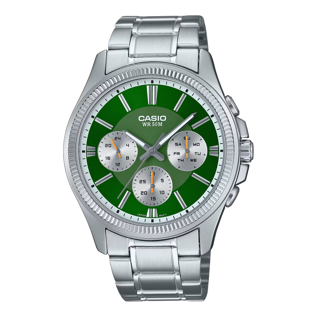 Orologio Uomo Casio Acciaio Verde Quarzo Multifunzione MTP-1375PD-3AVEF