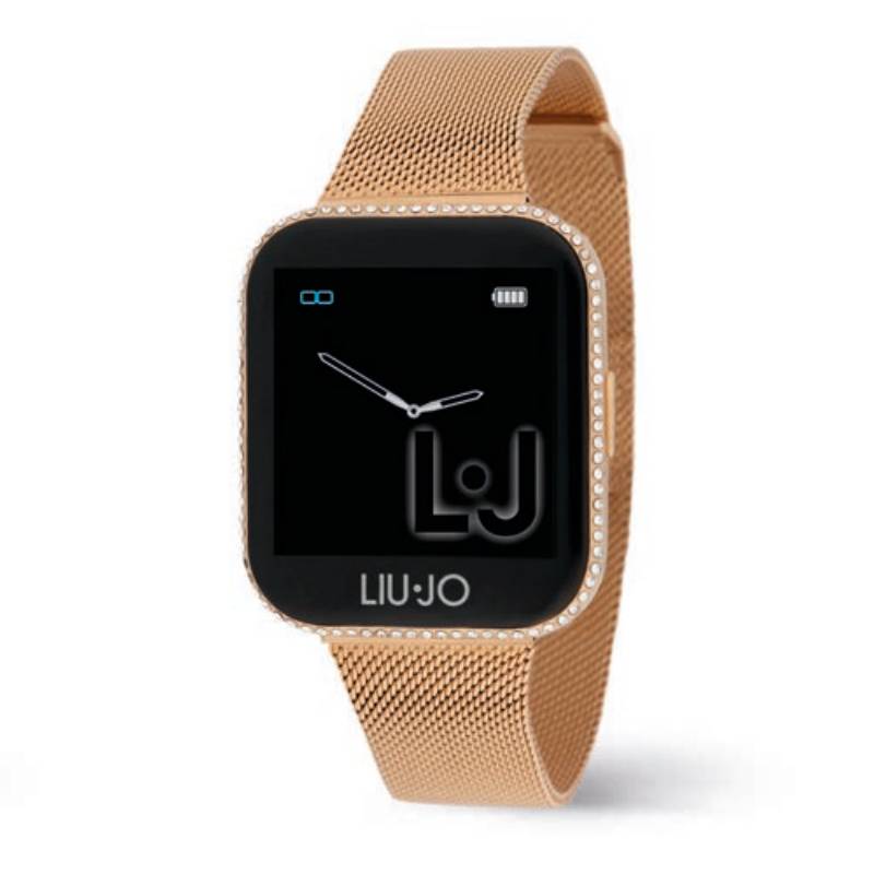 Orologio Donna Acciaio Rosè Liu Jo Smartwatch Acciaio Maglia Milano Zirconi SWLJ080