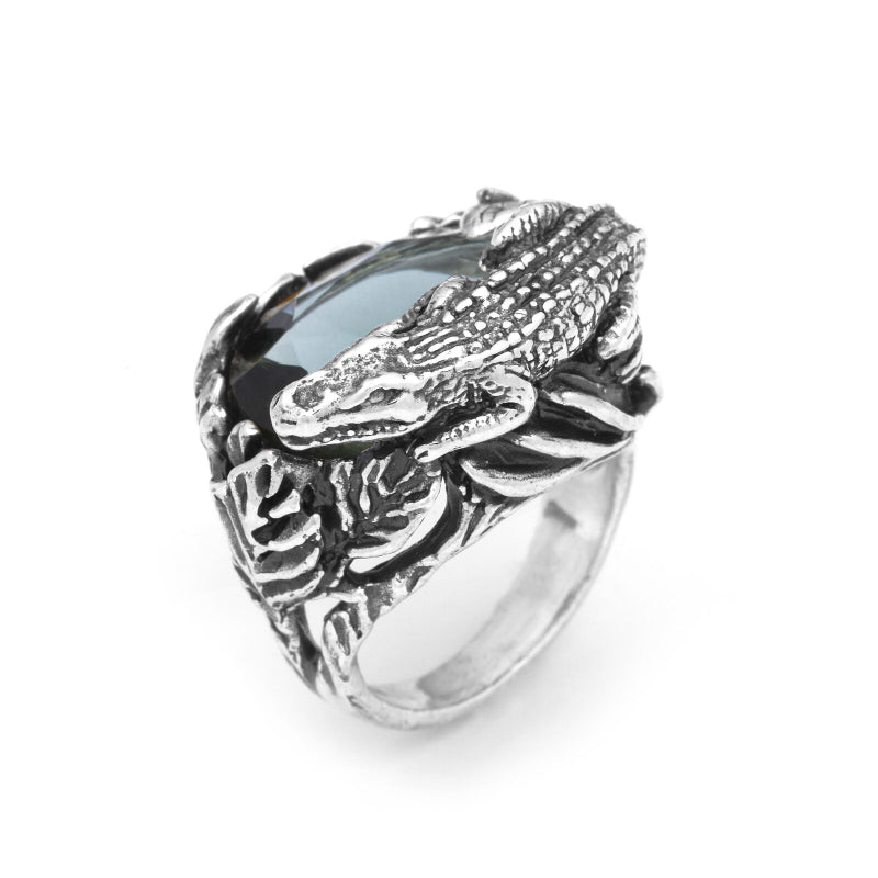 Anello Donna Giovanni Raspini Argento 925 Coccodrillo Pietra Blu Grande 11910/18