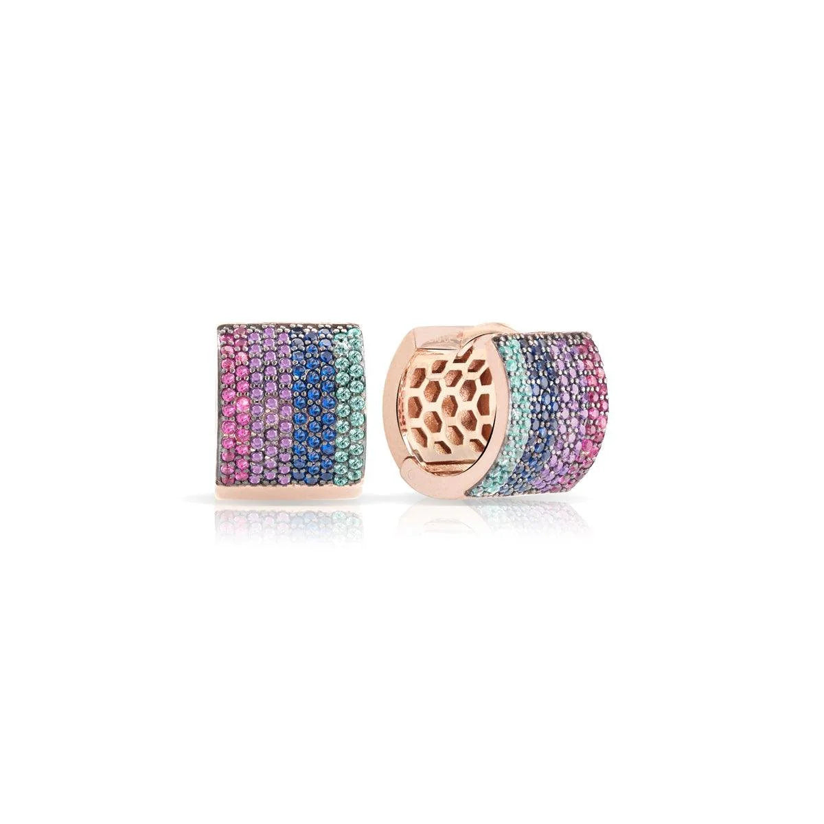 Orecchini Donna Sogni Argento Rosè 925 Cerchio Zirconi Colorati OR091RBL