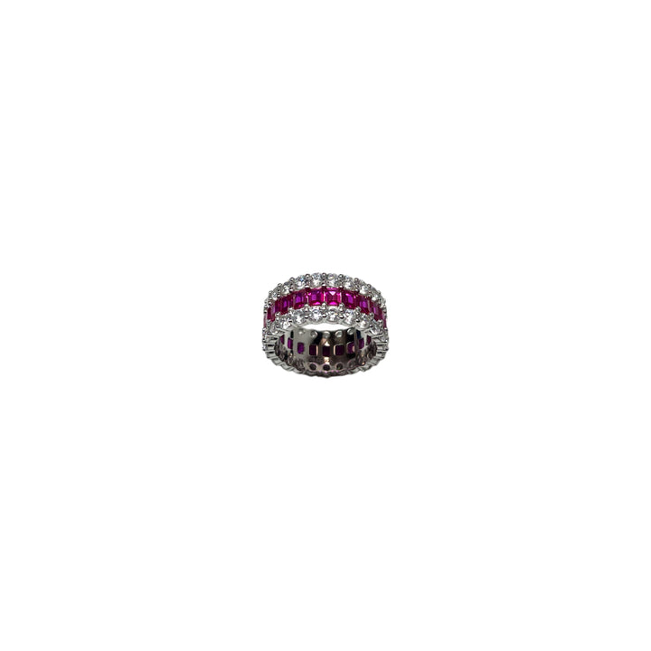 Anello Donna Re Mida Argento 925 Zirconi Rossi Baguette Misura 14 Fascia-2/14