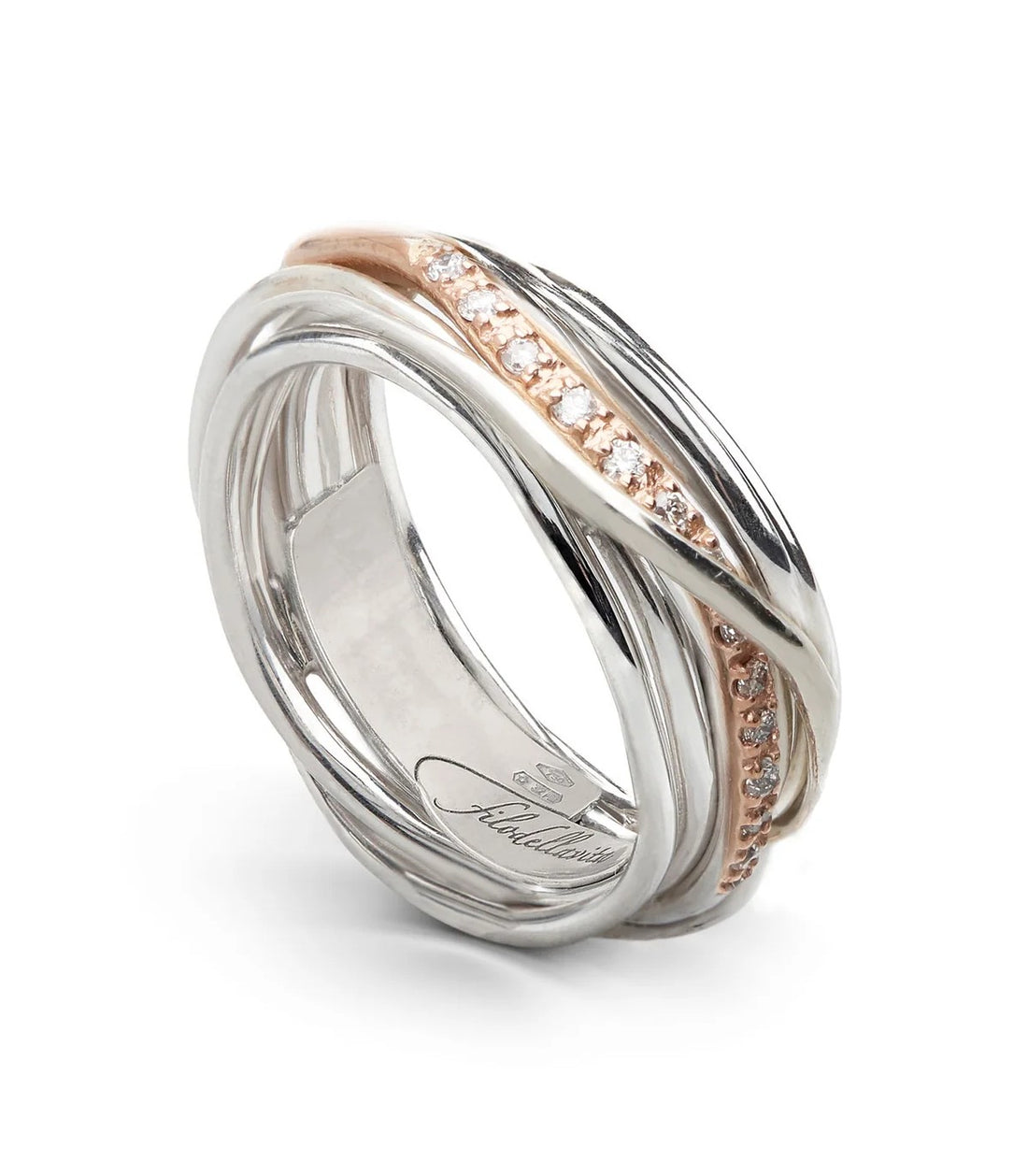 Anello Donna Filodellavita 7 Fili Argento 925 Diamanti 0,21 CT Mis 15 AN327ARBT