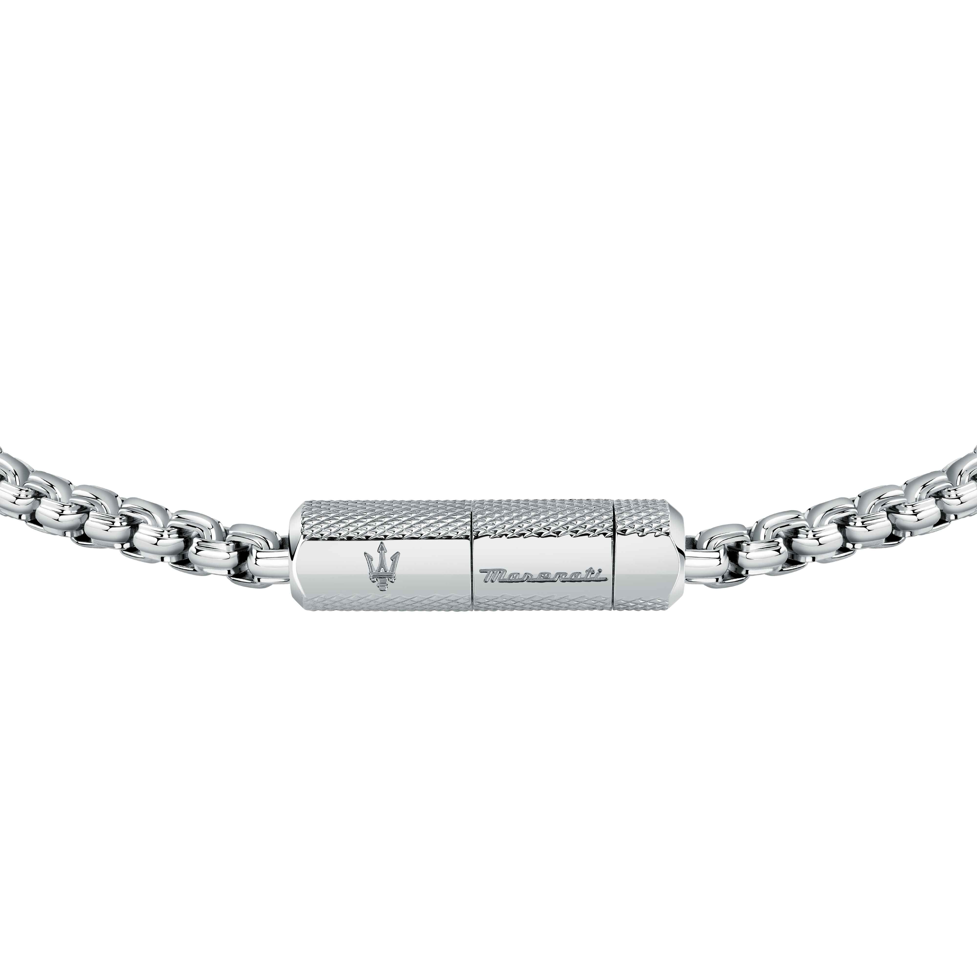 Bracciale Uomo Maserati Acciaio Lucido Catena Logo Sfaccettato Calamita JM223ATK22