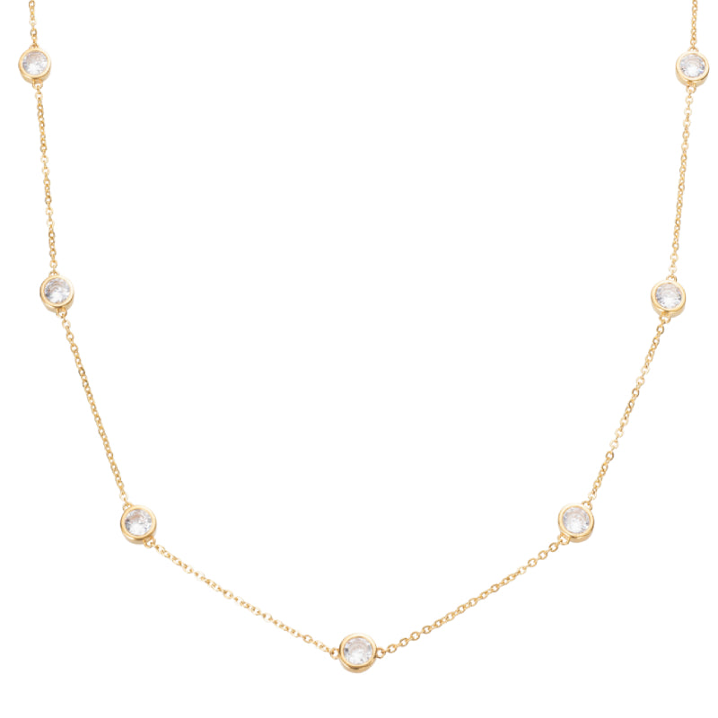 Collana Donna Liu Jo Acciaio Dorato Catena Rollò Punti Luce Zirconi Bianchi LJ2132