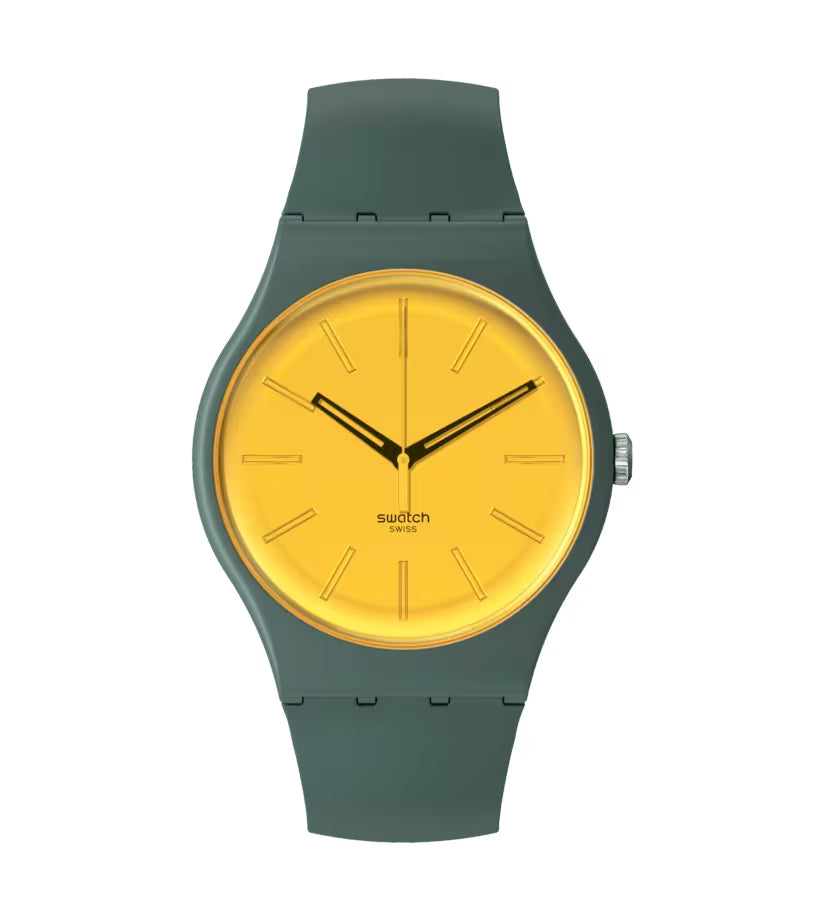 Orologio Unisex Swatch Gold In The Garden Quarzo Verde Scuro Dorato Lucido SO29G103
