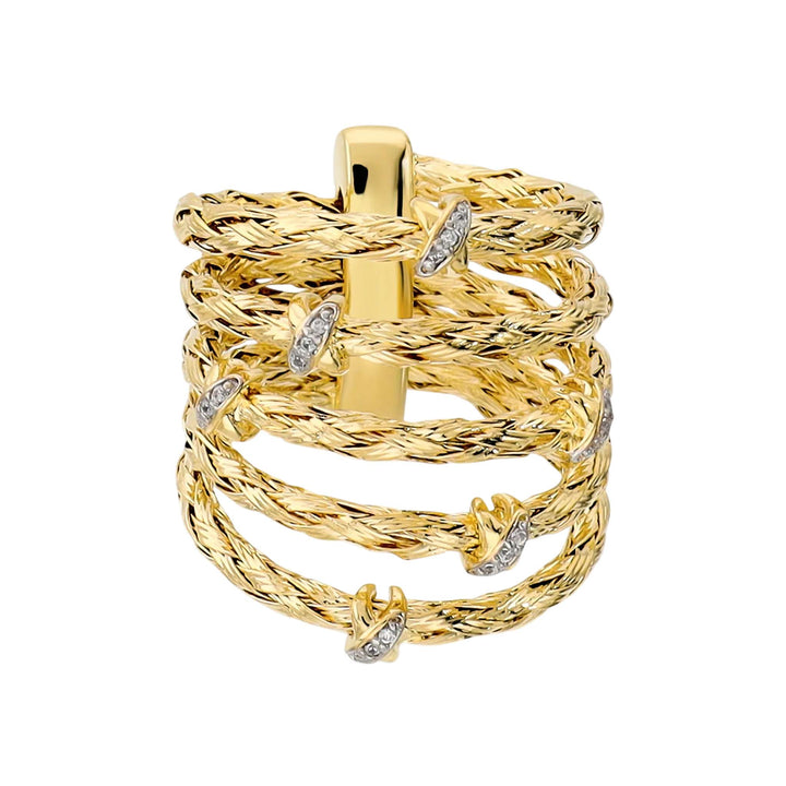 Anello Donna Etrusca Bronzo Dorato Oro 18 KT Zirconi WSET00968.YG-16