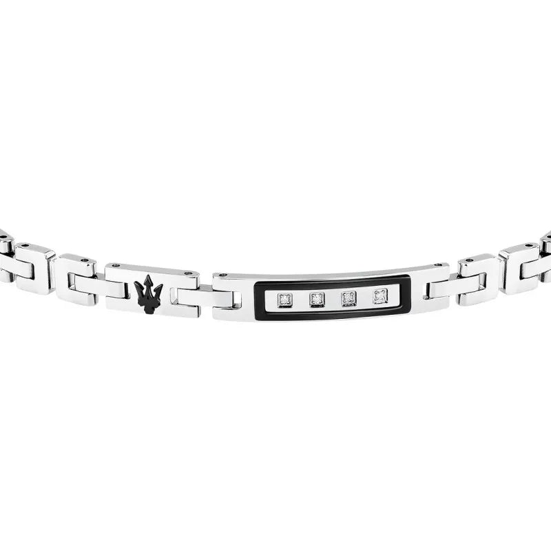 Bracciale Uomo Maserati Acciaio Bicolore Targhetta Centrale Con zirconi JM125ATY21
