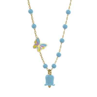 Collana Bambina Nanàn Argento 925 Campanella Della Gioia Celeste NAN0566