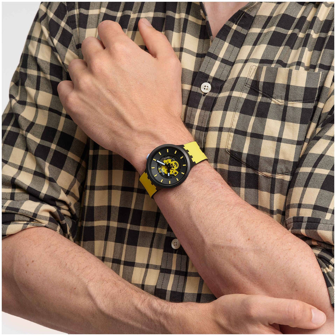 Orologio Uomo Swatch Bioceramic Big Bold Quarzo Solo Tempo Blu SB03B109