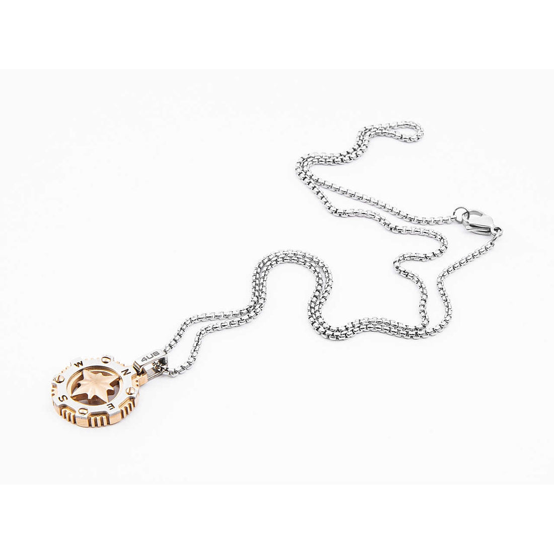 Collana Uomo 4US Cesare Paciotti Acciaio Bianco con  rosa dei venti  4UCL4071