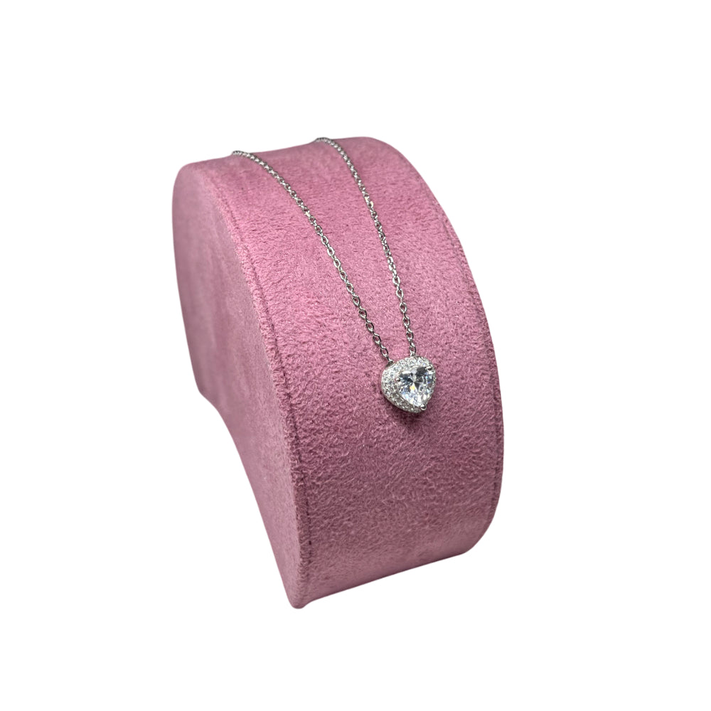 Collana Donna Re Mida Argento 925 Cuore Zirconi Bianchi CL DJV-2B