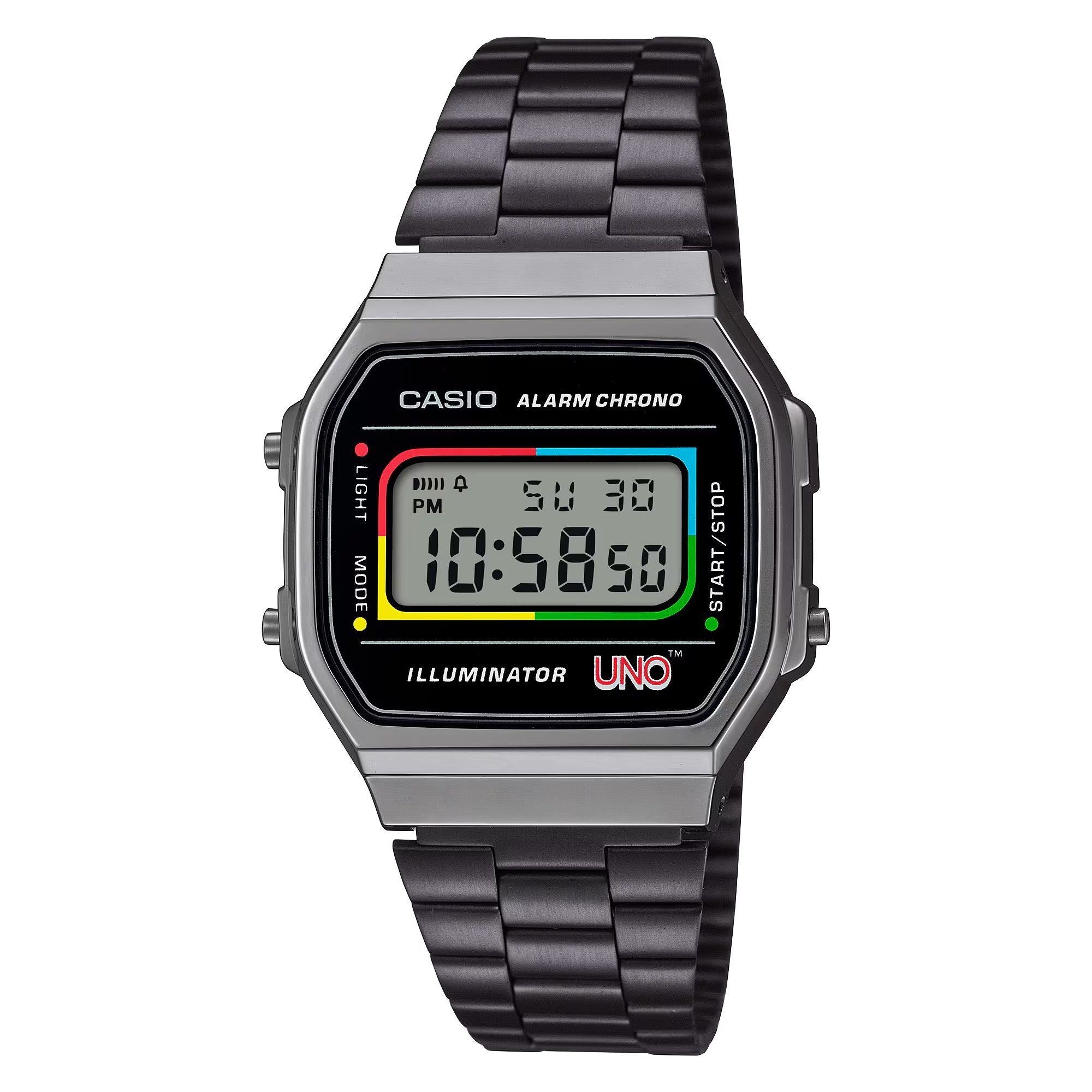 Orologio Unisex Casio X UNO Vintage Acciaio Nero Quarzo Digitale A168WEUC-1AER