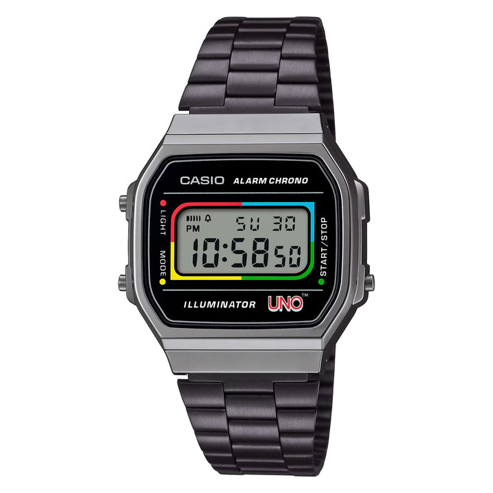 Orologio Unisex Casio X UNO Vintage Acciaio Nero Quarzo Digitale A168WEUC-1AER