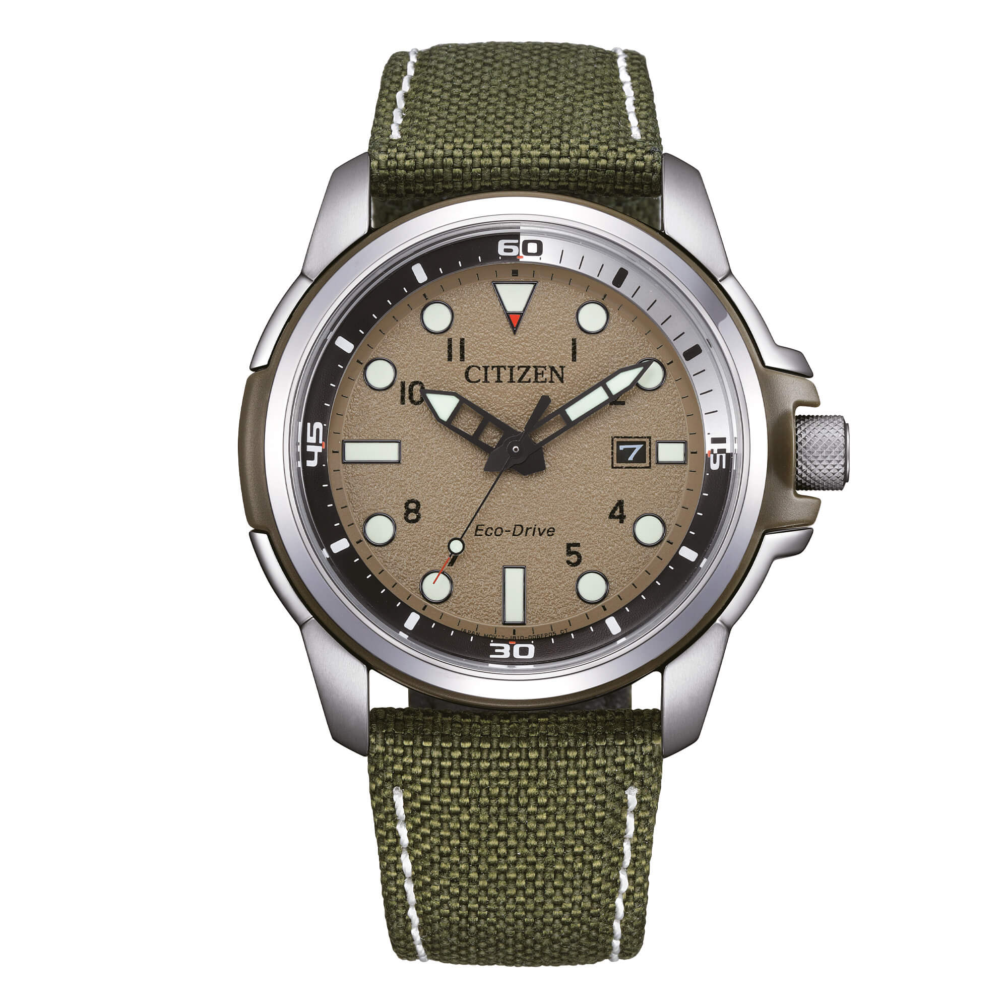 Orologio Uomo Citizen Eco-Drive Military Data Cordura Verde AW1801-19X