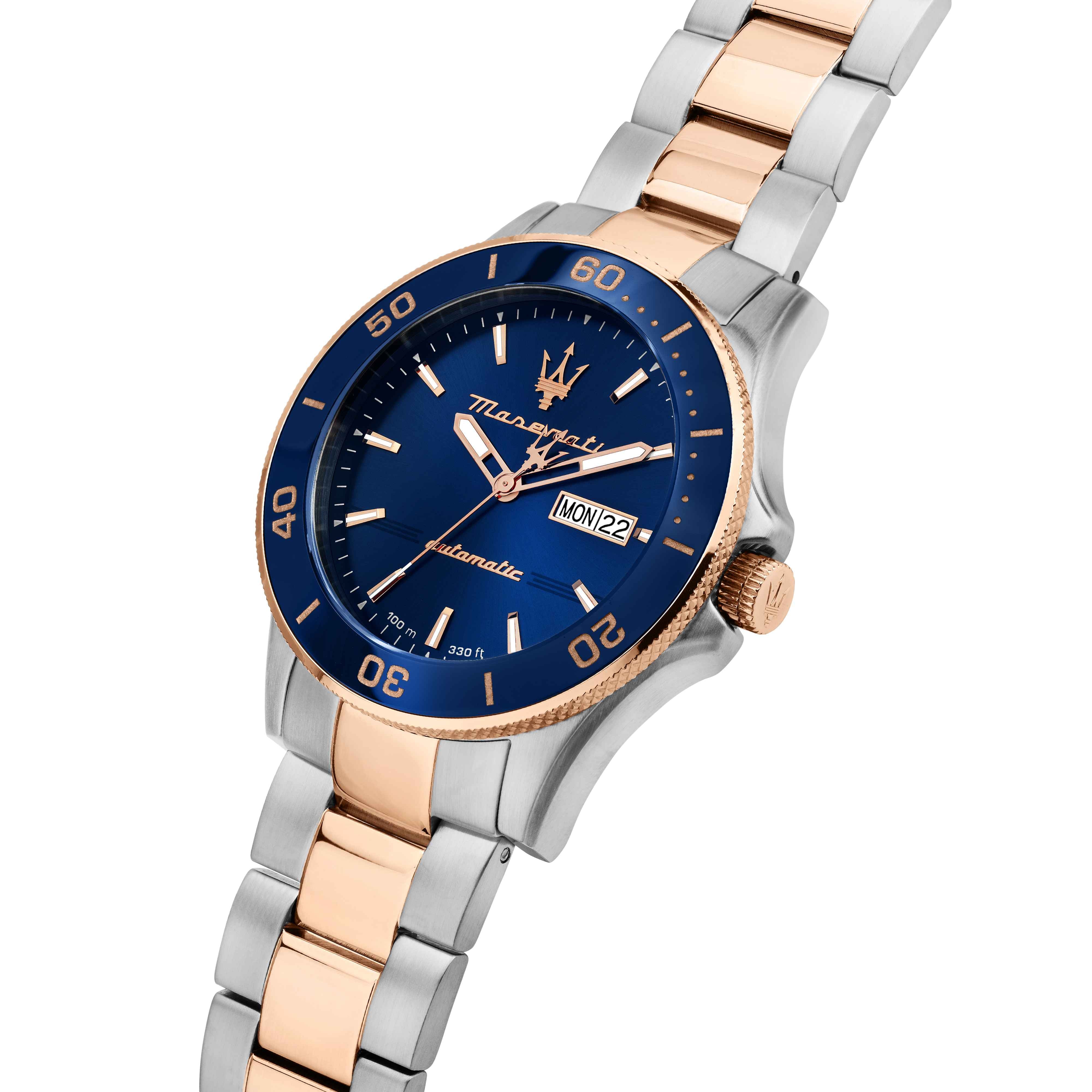 Orologio Uomo Maserati Acciaio Satinato Automatico Blu Doppia Data R8823100001