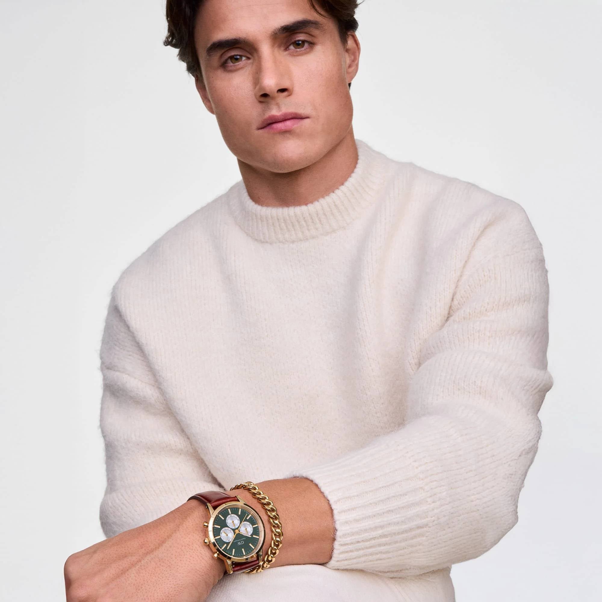 Orologio Uomo Daniel Wellington Icon Cronografo Dorato Verde DW00100876