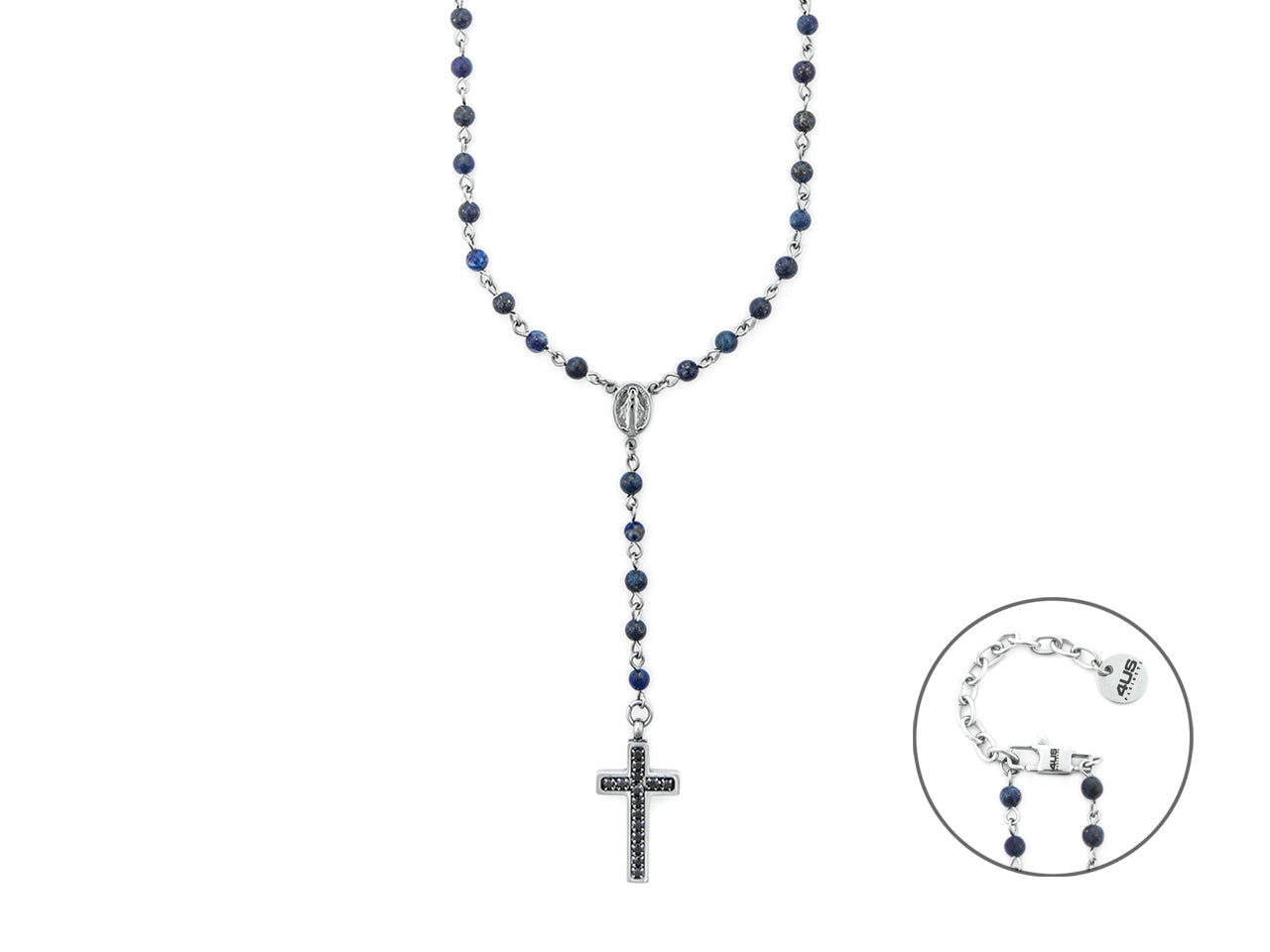 Collana Uomo 4US Cesare Paciotti Rosario Acciaio lapis e zirconi 4UCL7500