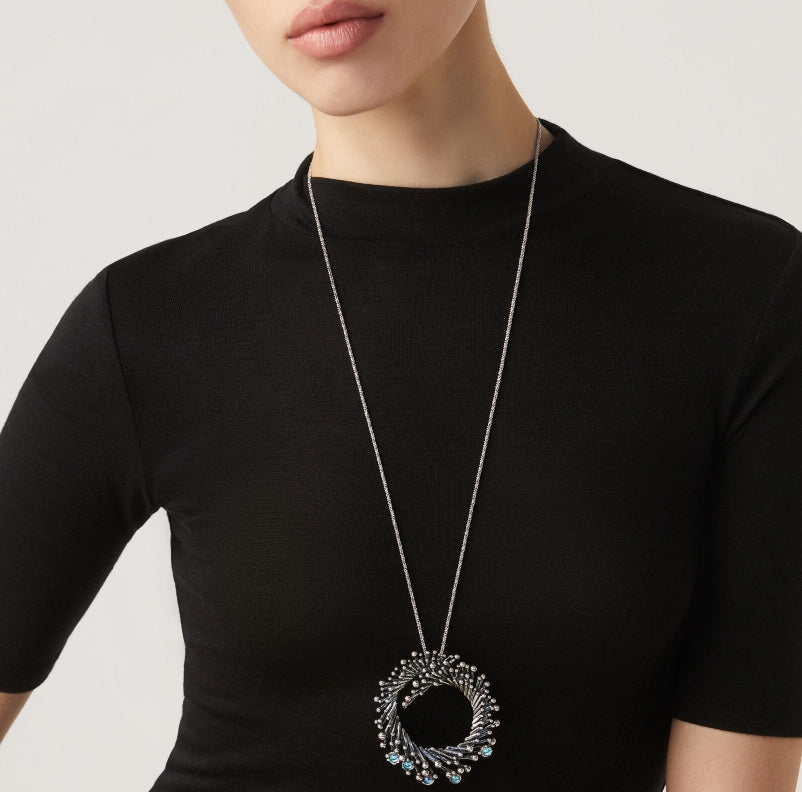 Collana Donna Giovanni Raspini Argento 925 Lunga Ciondolo Fireworks Quarzi 11665