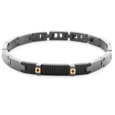 Bracciale Uomo 4US Cesare Paciotti Acciaio Oro 18kt Spinello Nero 4UBR6950