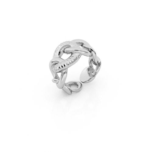 Anello Donna Unoaerre Regolabile Groumette Bronzo Lucido Fascia Argentata 498097