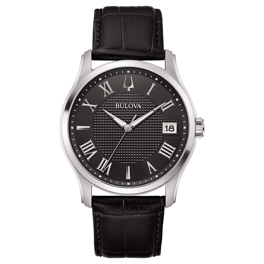 Orologio Uomo Bulova Nero Wilton Pelle Nera 96B390