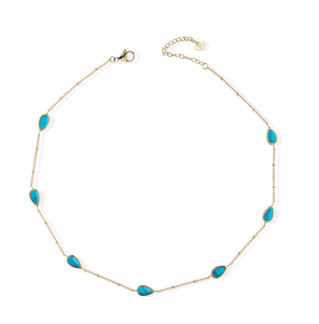 Collana Donna Liu Jo Acciaio Catena pietre Gocce turchese LJ2836