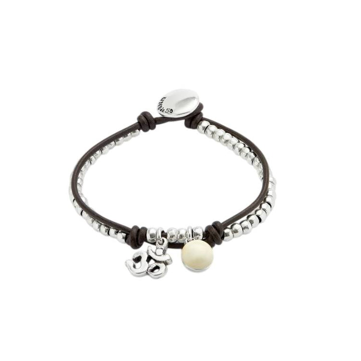 Bracciale Donna Uno De 50 Sfere Placcato Argento Cristallo Murano Avorio PUL2531MFLMTL0M