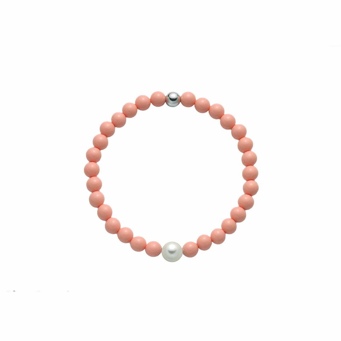 Bracciale Donna Elastico Miluna Agglomerato Corallo Rosa E Perla PBR3207