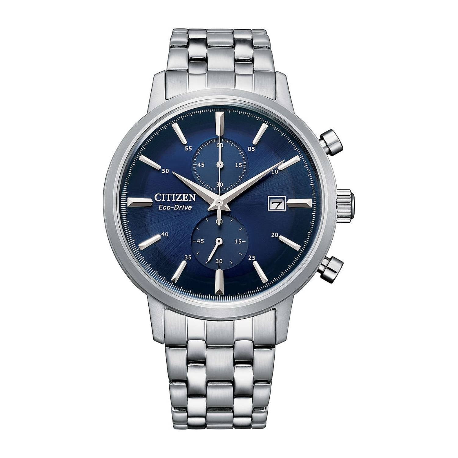 Orologio Uomo Acciaio Citizen Eco Drive Cronografo Blu Classic 40 mm Data Quarzo