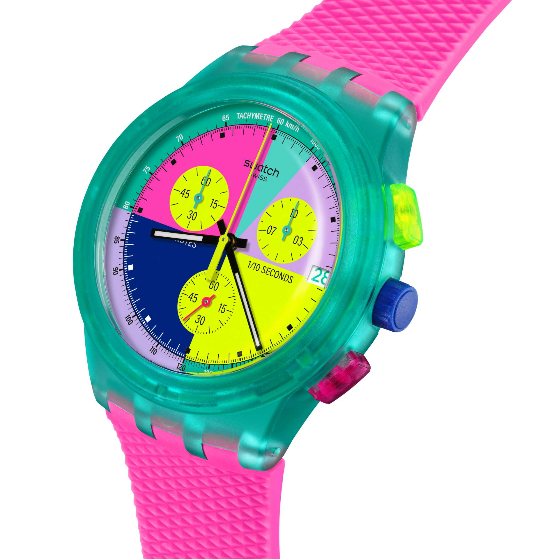 Orologio Unisex Swatch Neon Flash Arrow 1991 Crono Data SUSG408