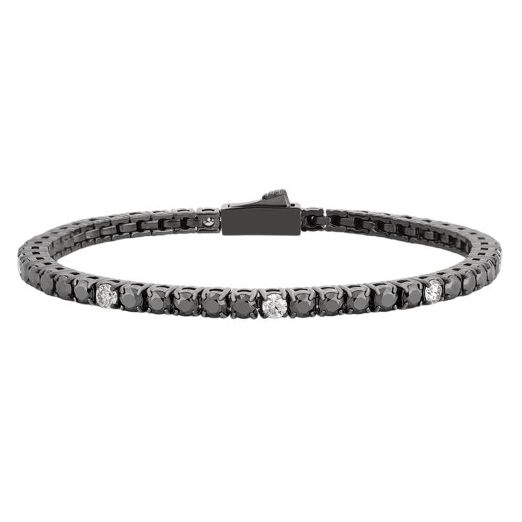 Bracciale Uomo John Richmond Tennis Acciaio Titanio Diamanti Bianchi Neri JRTM11BW