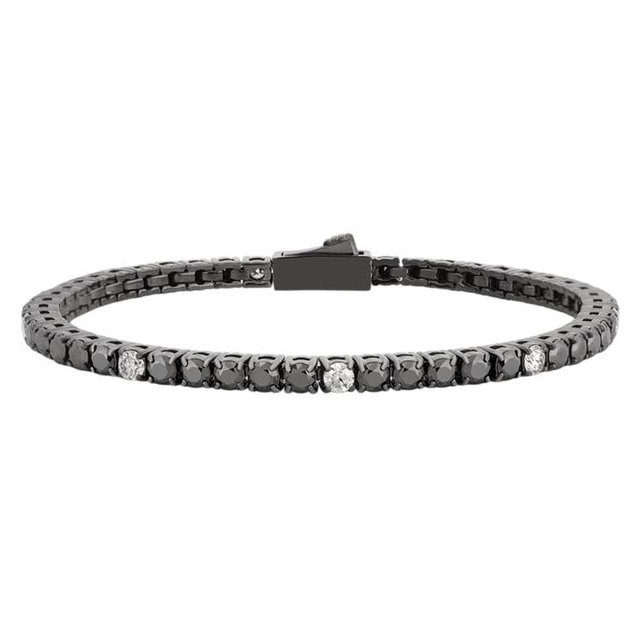 Bracciale Uomo John Richmond Tennis Acciaio Titanio Diamanti Bianchi Neri JRTM11BW