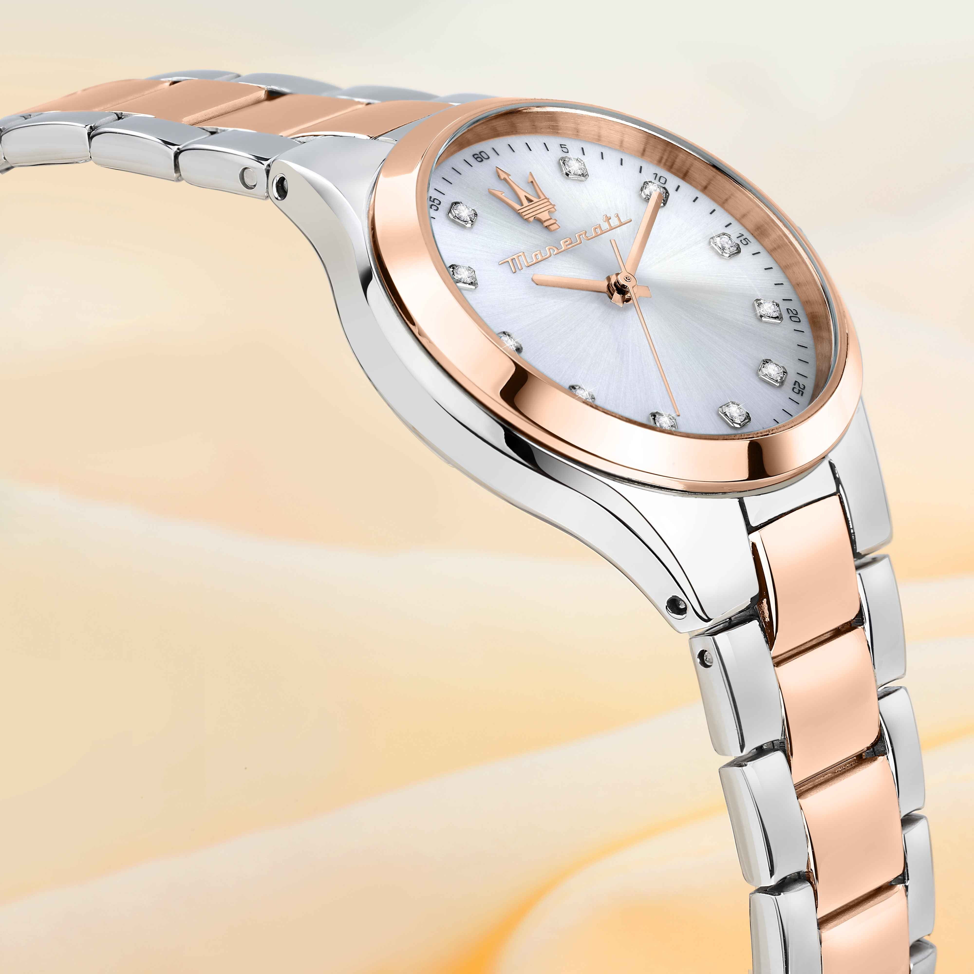 Orologio Donna Maserati Acciaio Bicolore Rosè Quarzo Solo Tempo Zirconi R8853151502