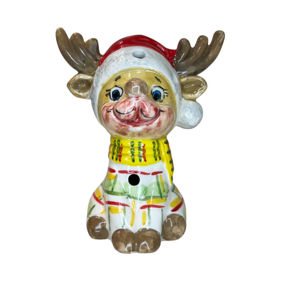 Renna Media Capodimonte Led Sciarpa Gialla Maglione Verde 16cm CAP36