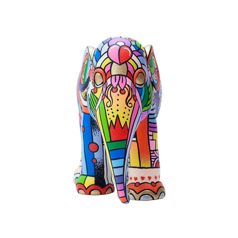 Scultura Elefante Onlylux Peace Love And Music 15cm Resina Dipinto A Mano 8858831241947