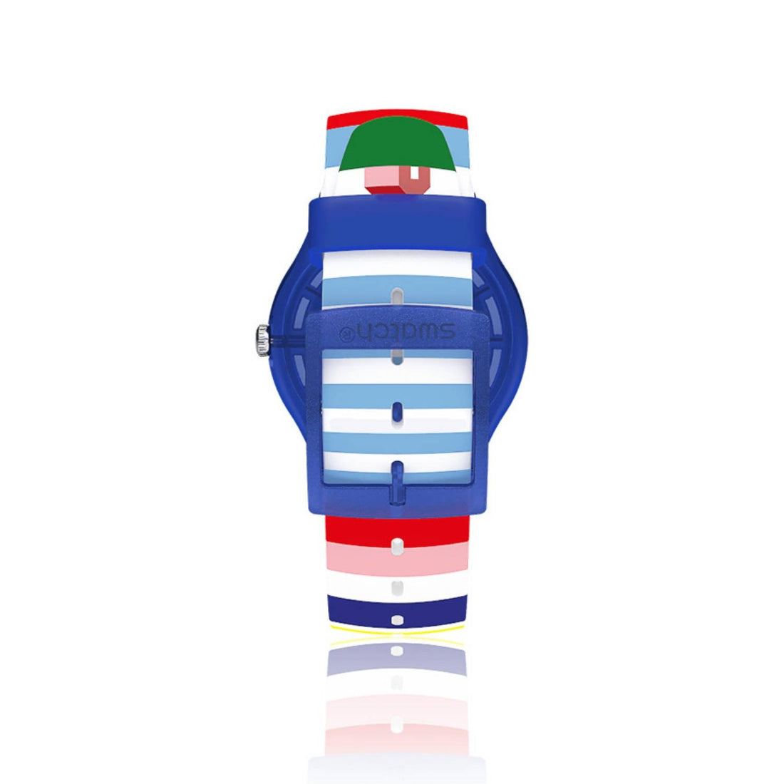 Orologio Uomo Gomma Swatch Quarzo Solo Tempo Doppia Data Arcobaleno SUON715