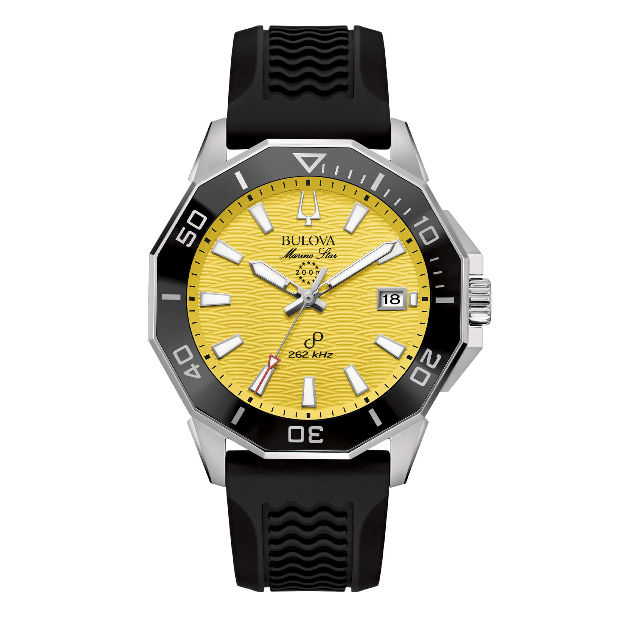 Orologio Uomo Bulova Marine Star Giallo Precision 262 Hz Acciaio Gomma 96B431