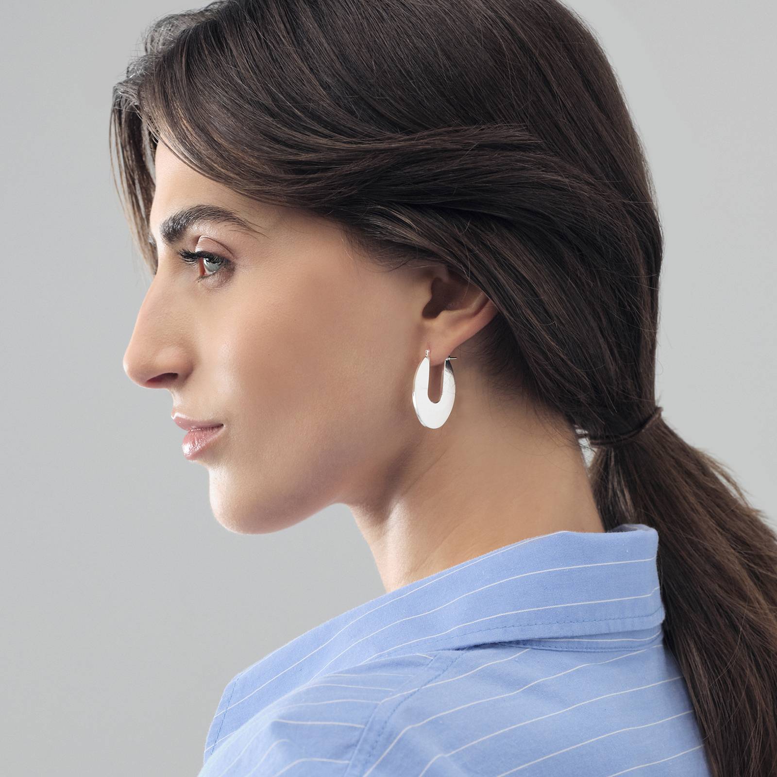 Orecchini Donna Unoaerre Cerchi Ovali Bronzo Argentato Lastra Lucido 566208