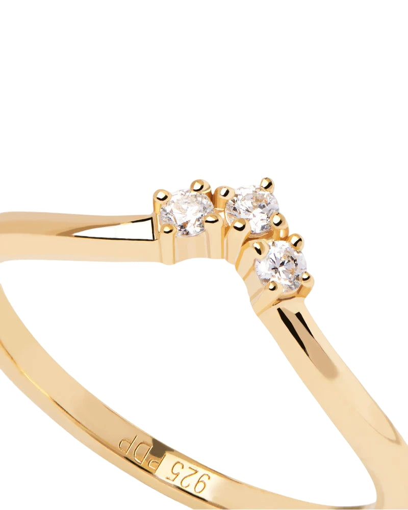 Anello Donna PDPaola Argento 925 Dorato Tiara Zirconi Bianchi AN01-826-14