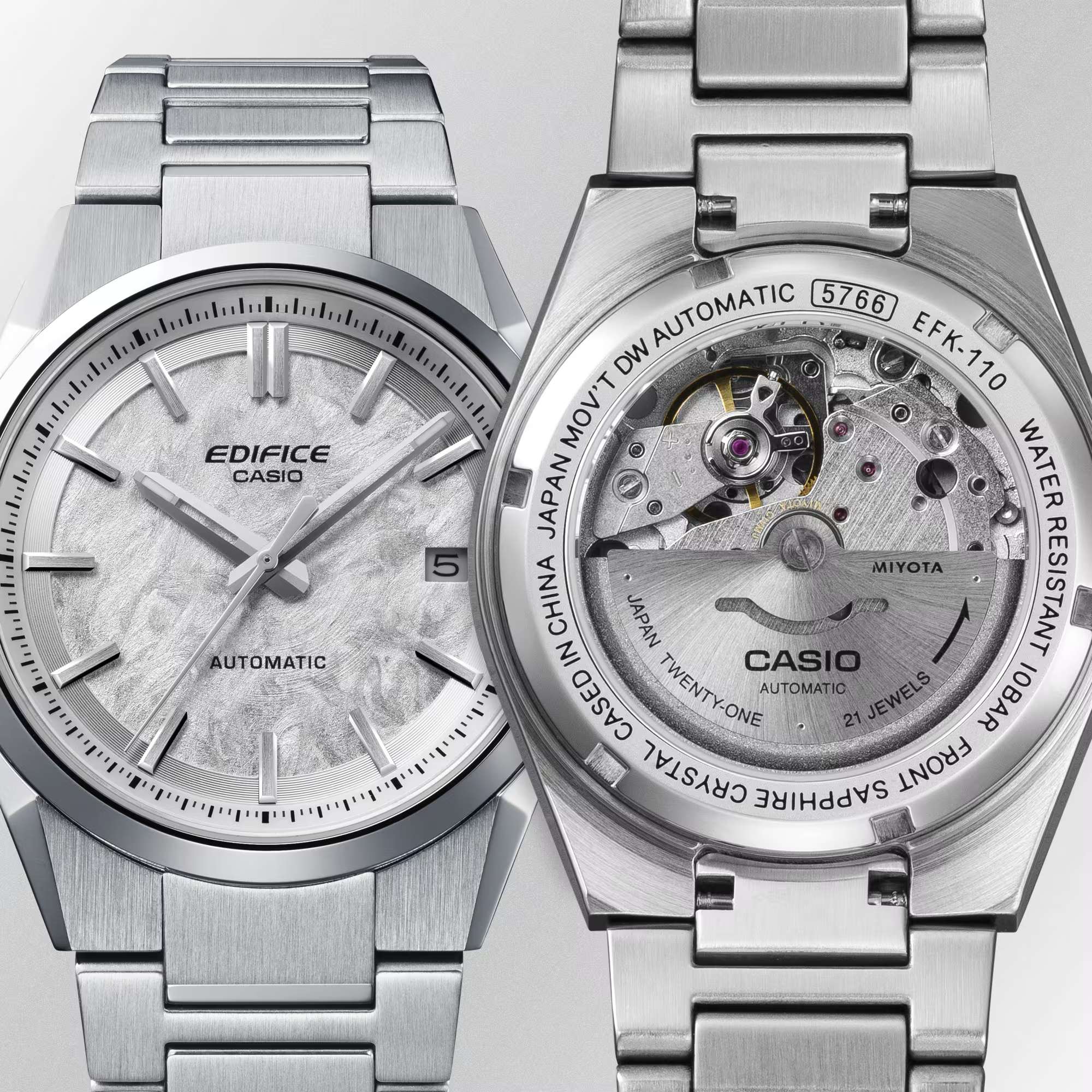 Orologio Uomo Casio Edifice Acciaio Bianco Automatico EFK-110D-7AER