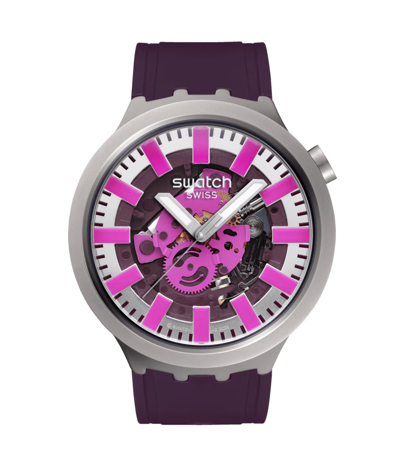 Orologio Unisex Swatch AUDACIOUS ACAI Viola Gomma Acciaio SB07S120