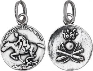 Charm Unisex Giovanni Raspini Argento 925 Medaglia Artiglieri A Cavallo Fatto A Mano 06904