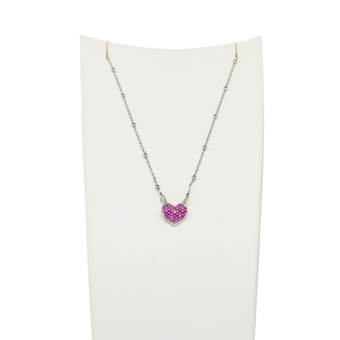 Collana Donna Re Mida Argento 925 Cuore Con Zirconi Rossi C025
