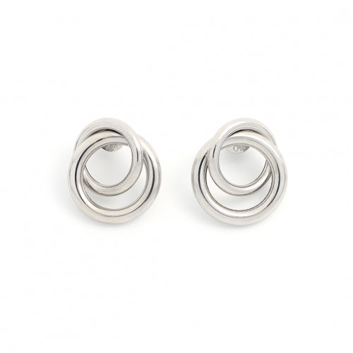 Orecchini Donna Unoaerre Argento 925 Bianco Liscio Cerchi Intrecciati A Lobo 515107