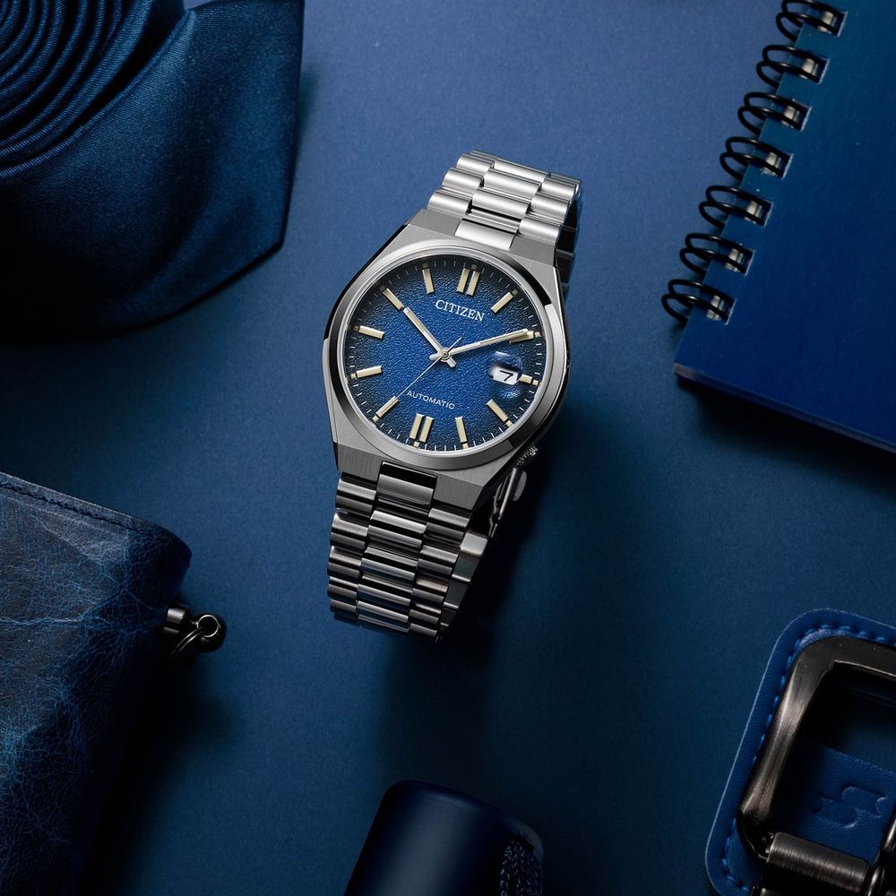 Orologio Uomo Citizen Tsuyosa Automatico Blu Grenè Data Maglia President NJ0151-88L