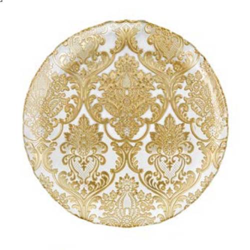 Piatto Vassoio Fade Porcellana Decorazione Natale Oro Trasparente 32 cm 57921